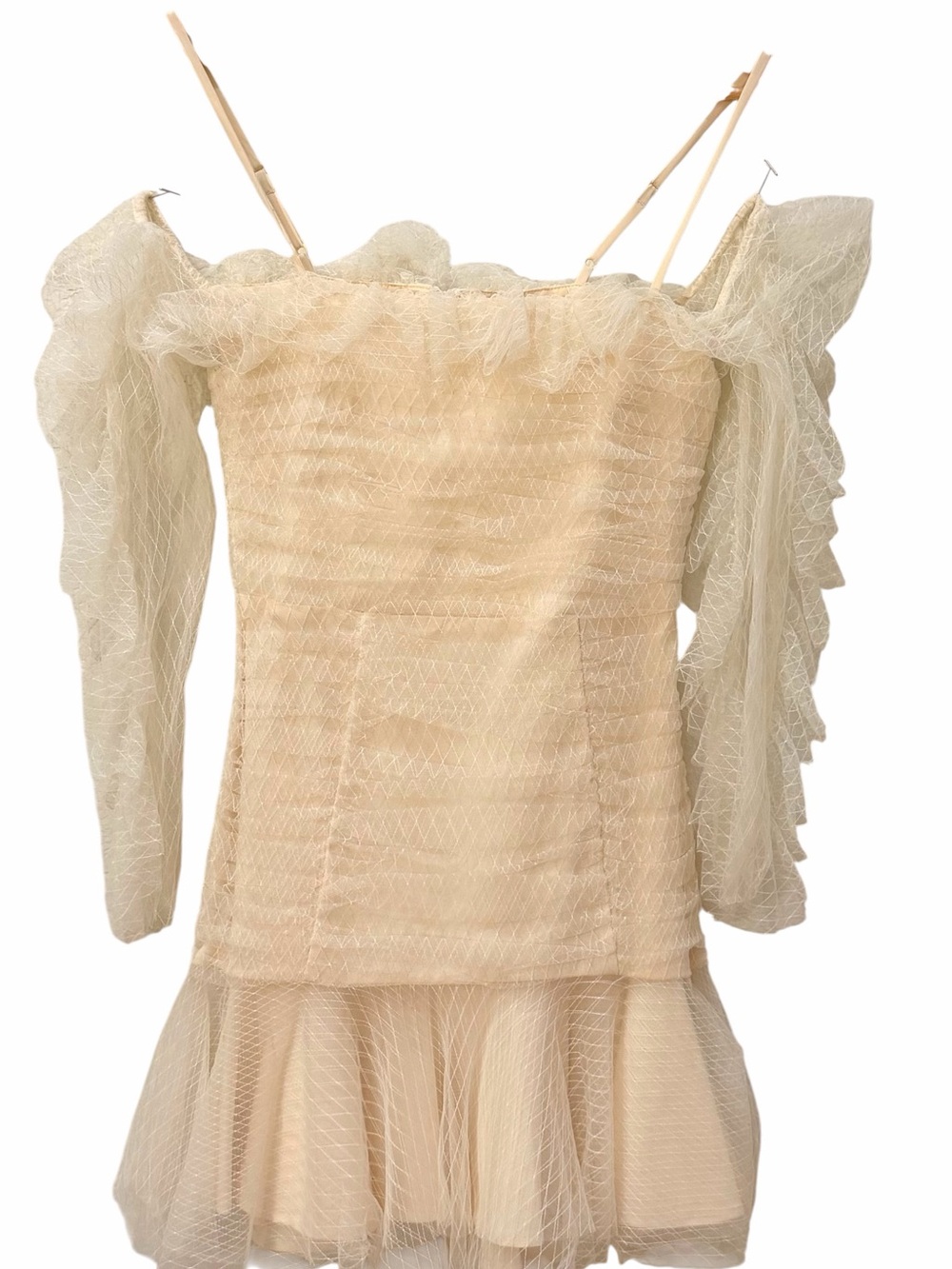 Alice McCall Ivory Ruffle Mesh Off Shoulder Mini Dress Al Things Nice Size 2